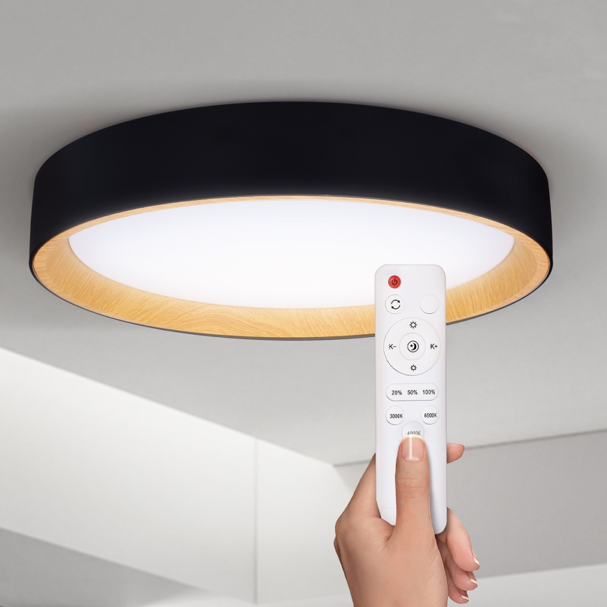 Brilagi - LED Aptumšojama griestu lampa LARIOS LED/60W/230V 3000-6500K ø 49 cm melna + tālvadības pults