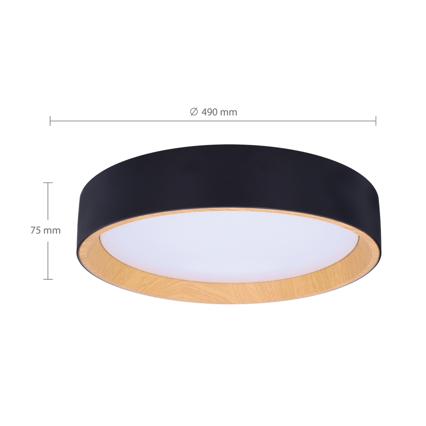 Brilagi - LED Aptumšojama griestu lampa LARIOS LED/60W/230V 3000-6500K ø 49 cm melna + tālvadības pults