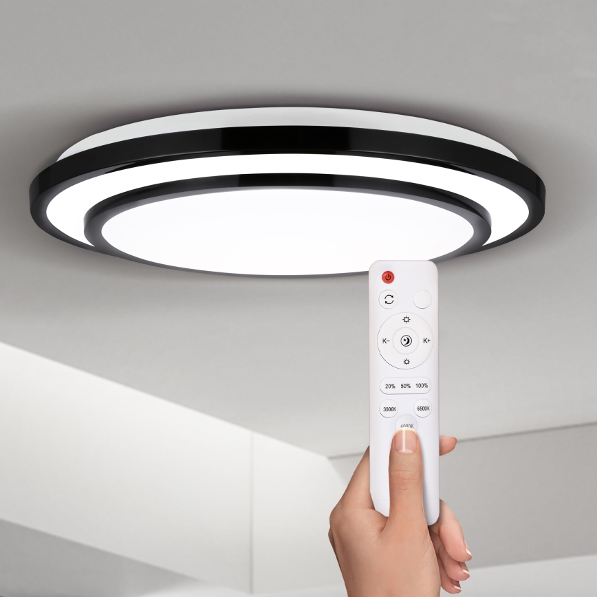 Brilagi - LED Aptumšojama griestu lampa LUCIANO LED/48W/230V 3000-6500K ø 39 cm melna + tālvadības pults