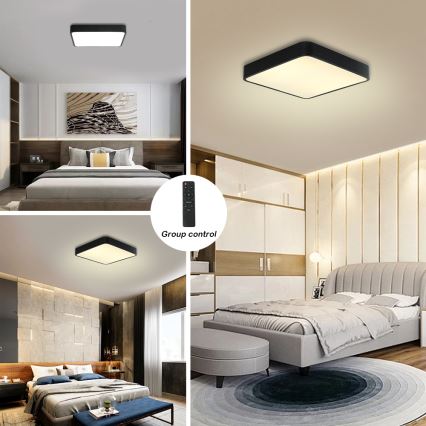 Brilagi - LED Aptumšojama griestu lampa POOL LED/48W/230V 3000-6000K 50x50 cm melna + tālvadības pults