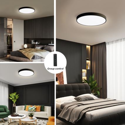 Brilagi - LED Aptumšojama griestu lampa POOL SMART LED/60W/230V 50 cm 3000-6000K Wi-Fi Tuya + tālvadības pults melna