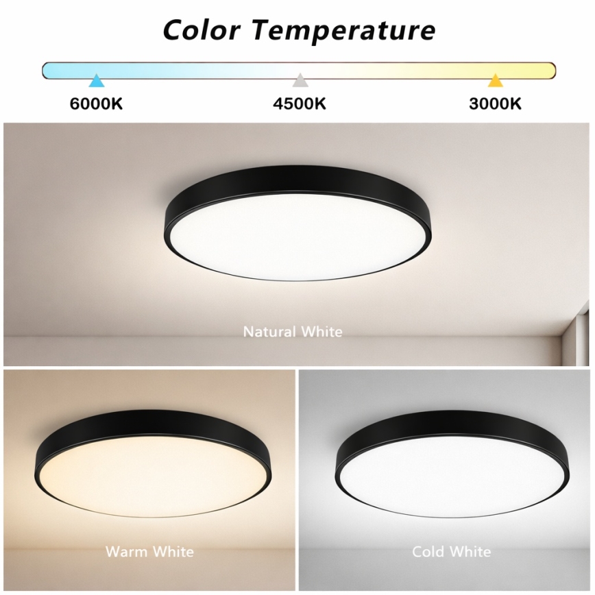Brilagi - LED Aptumšojama griestu lampa POOL SMART LED/60W/230V 50 cm 3000-6000K Wi-Fi Tuya + tālvadības pults melna