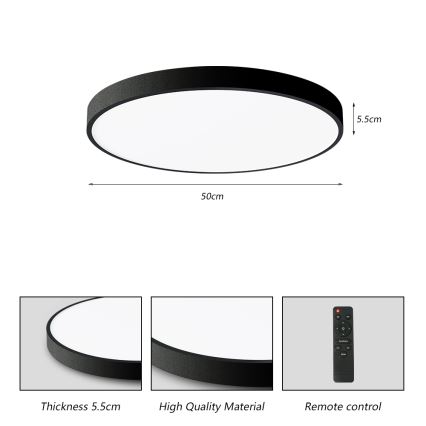 Brilagi - LED Aptumšojama griestu lampa POOL SMART LED/60W/230V 50 cm 3000-6000K Wi-Fi Tuya + tālvadības pults melna
