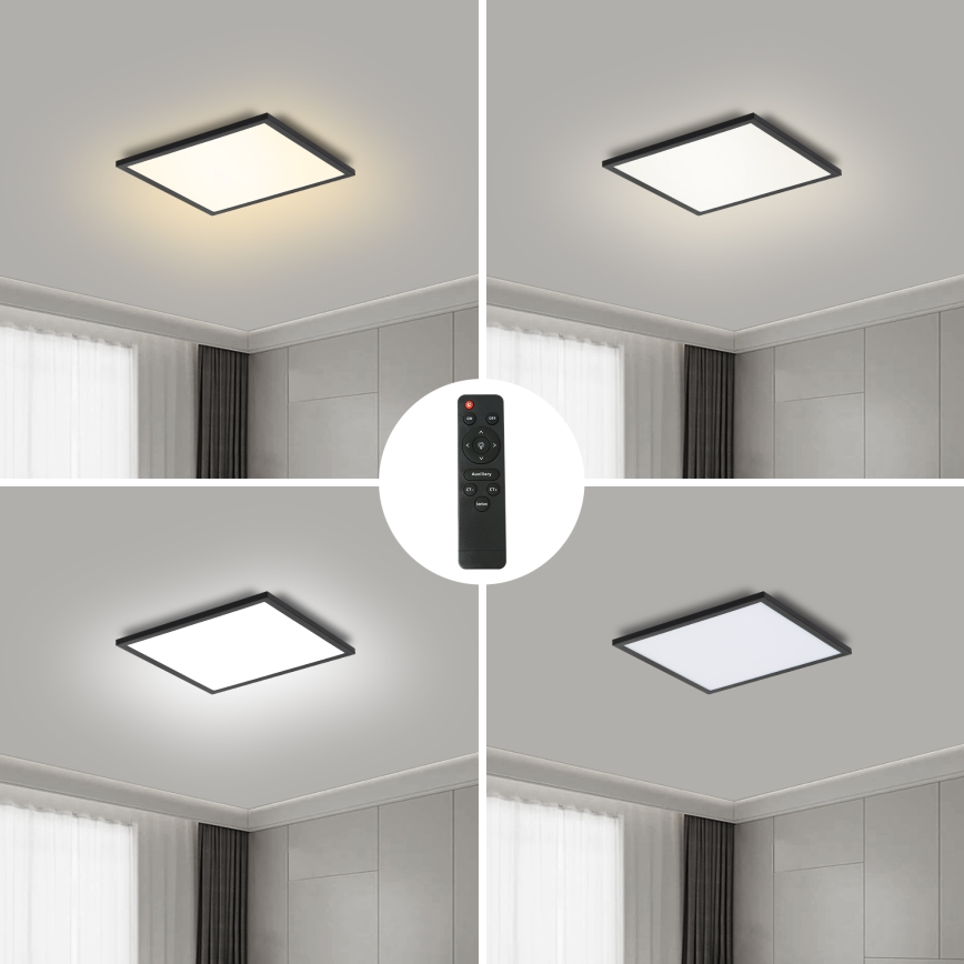 Brilagi - LED Aptumšojama griestu lampa SLIMFRAME LED/25W/230V 30x30 cm 3000-6000K melna + tālvadības pults