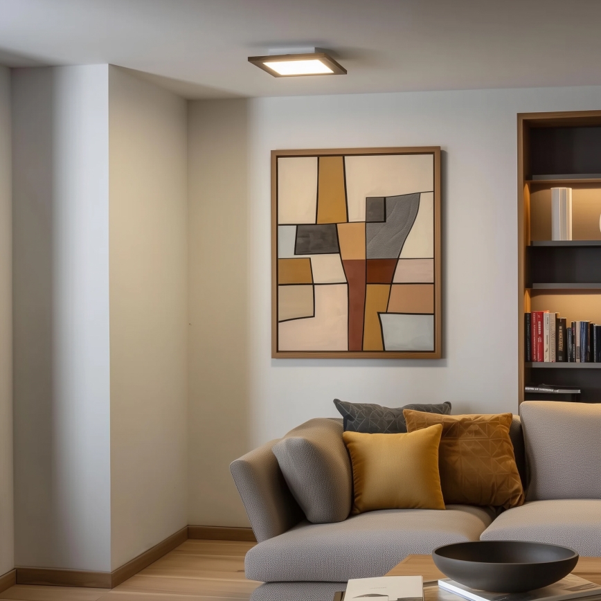 Brilagi - LED Aptumšojama griestu lampa SLIMFRAME WOOD LED/25W/230V 34x34 cm 3000-6000K brūna + tālvadības pults