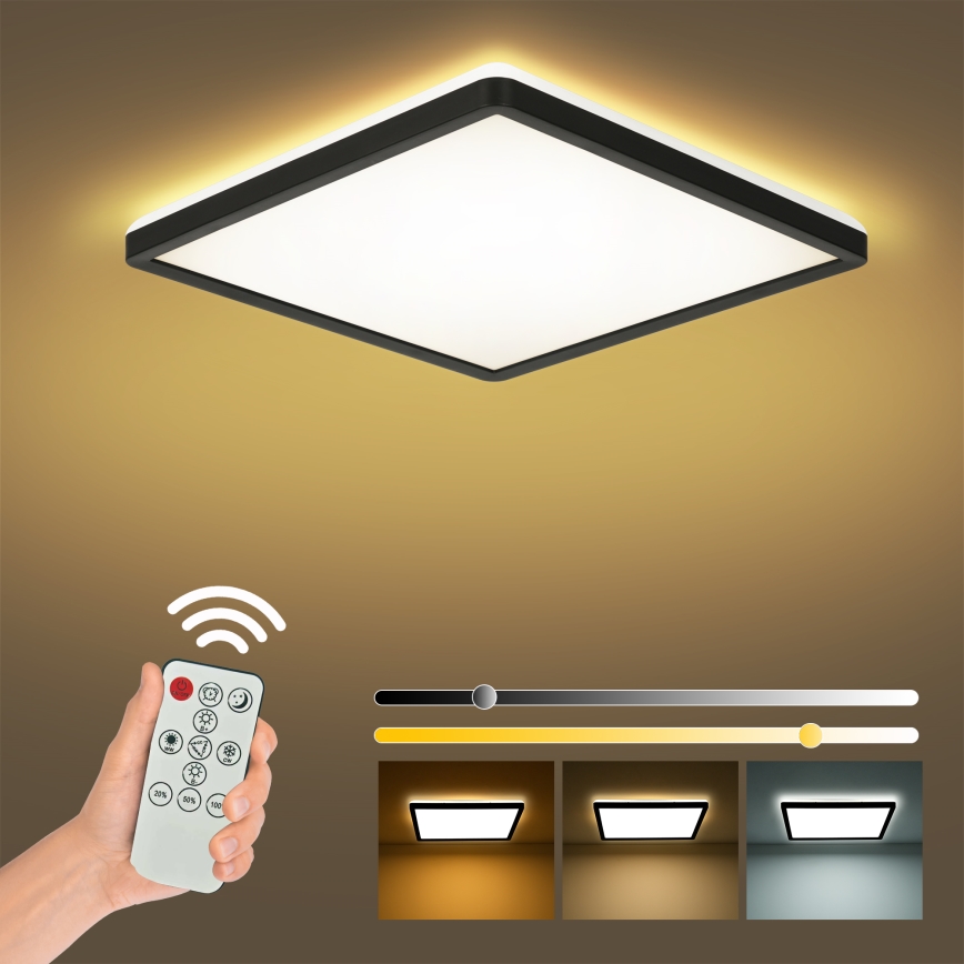 Brilagi - LED Aptumšojama griestu lampa ULTRA SLIM LED/18W/230V 2700-6500K 30x30 cm melna + tālvadības pults
