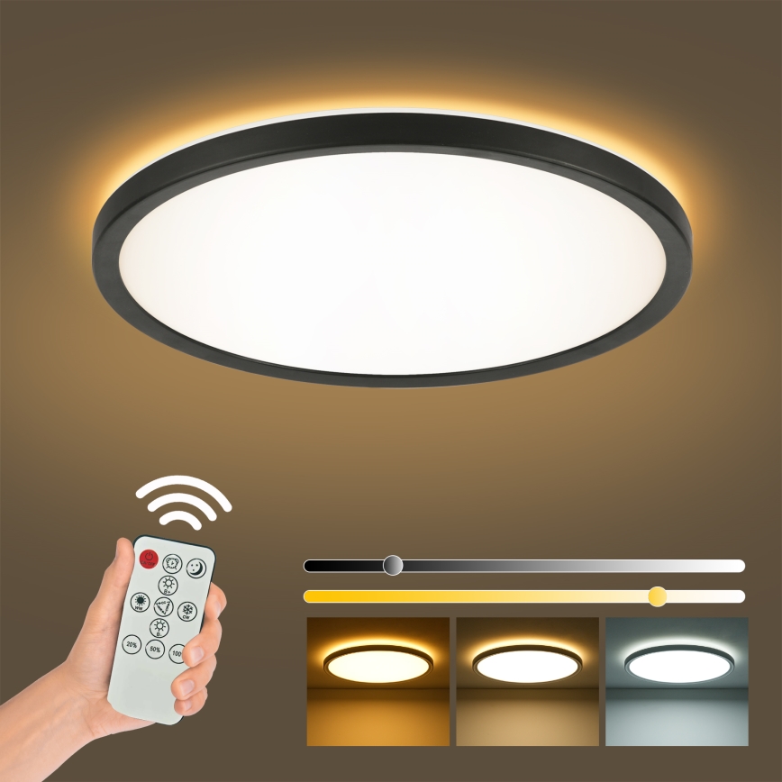 Brilagi - LED Aptumšojama griestu lampa ULTRA SLIM LED/18W/230V 2700-6500K d. 30 cm melna + tālvadības pults