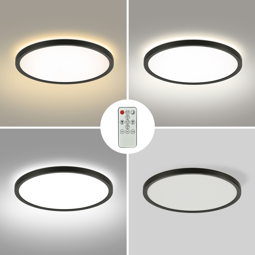 Brilagi - LED Aptumšojama griestu lampa ULTRA SLIM LED/18W/230V 2700-6500K d. 30 cm melna + tālvadības pults