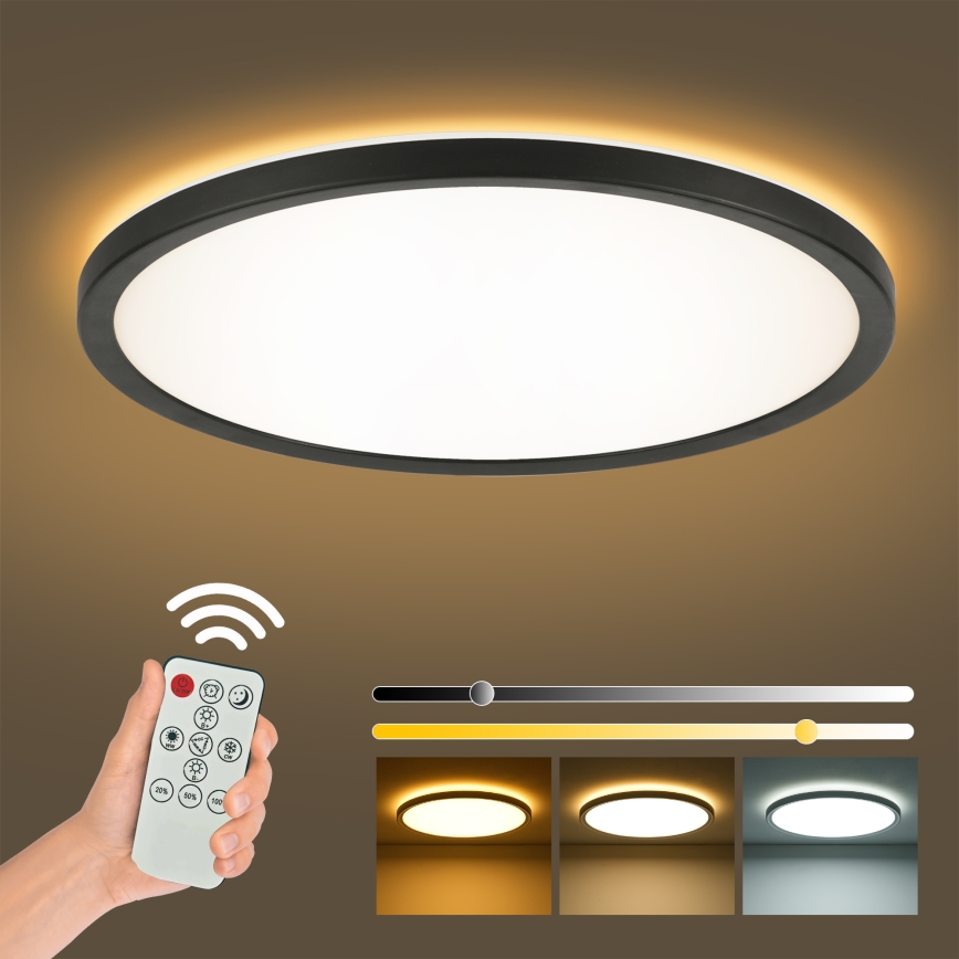 Brilagi - LED Aptumšojama griestu lampa ULTRA SLIM LED/24W/230V 2700-6500K d. 42 cm melna + tālvadības pults