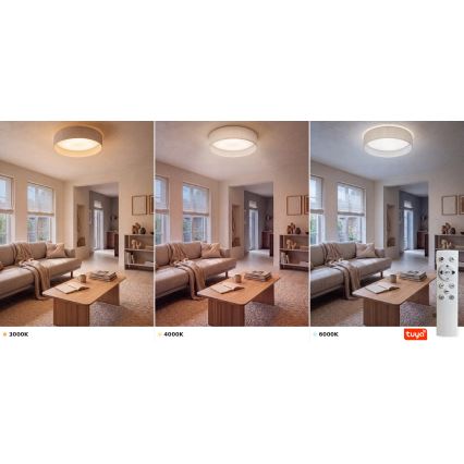 BRILAGI - LED dimējams griestu gaismeklis VELVET SMARTIX LED/36W/230V 3000-6000K Ø 55 cm krēmkrāsa Wi-Fi Tuya Beacon + tālvadības pults