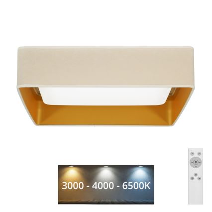 Brilagi - LED Aptumšojama griestu lampa VELVET SQUARE LED/24W/230V 3000/4000/6500K + tālvadības pults krēmkrāsa