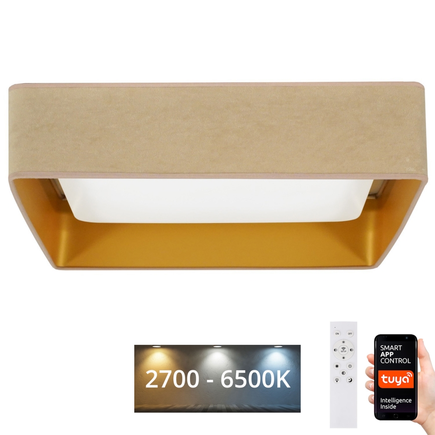 Brilagi - LED Aptumšojama griestu lampa VELVET SQUARE SMART LED/36W/230V 2700-6500K Wi-Fi Tuya + tālvadības pults bēša