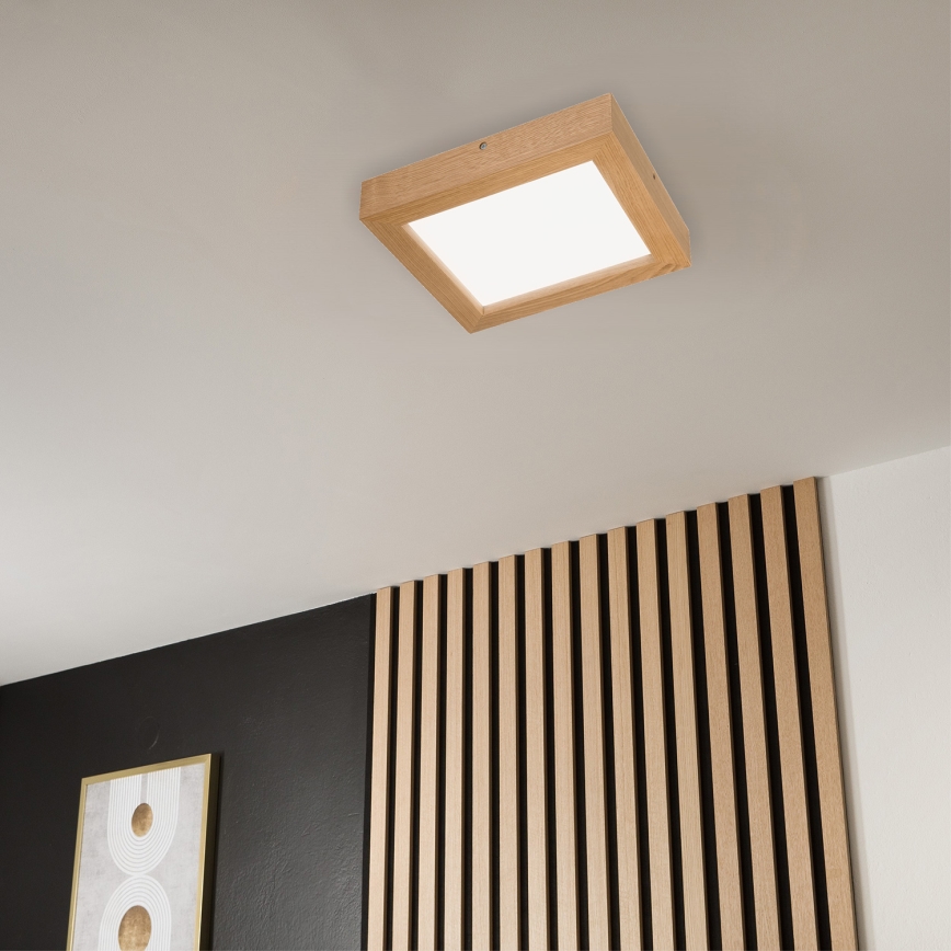 Brilagi - LED Aptumšojama vannas istabas griestu lampa WOODY FRAME LED/24W/230V ozols 30x30 cm 3000-6000K IP44 + tālvadības pults