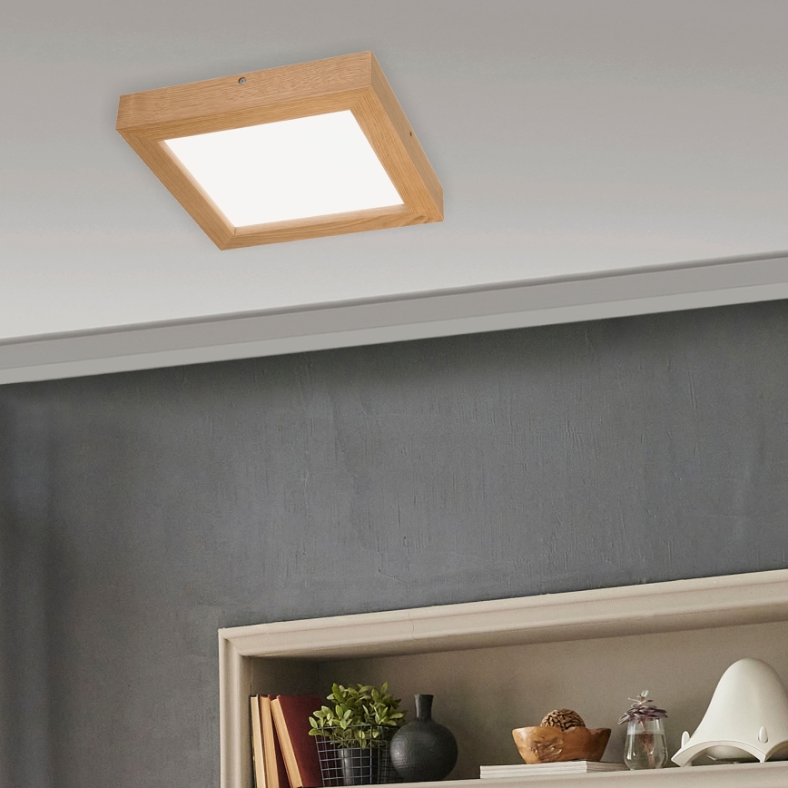 Brilagi - LED Aptumšojama vannas istabas griestu lampa WOODY FRAME LED/24W/230V ozols 30x30 cm 3000-6000K IP44 + tālvadības pults