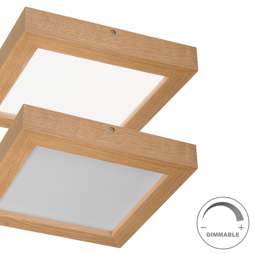 Brilagi - LED Aptumšojama vannas istabas griestu lampa WOODY FRAME LED/24W/230V ozols 30x30 cm 3000-6000K IP44 + tālvadības pults