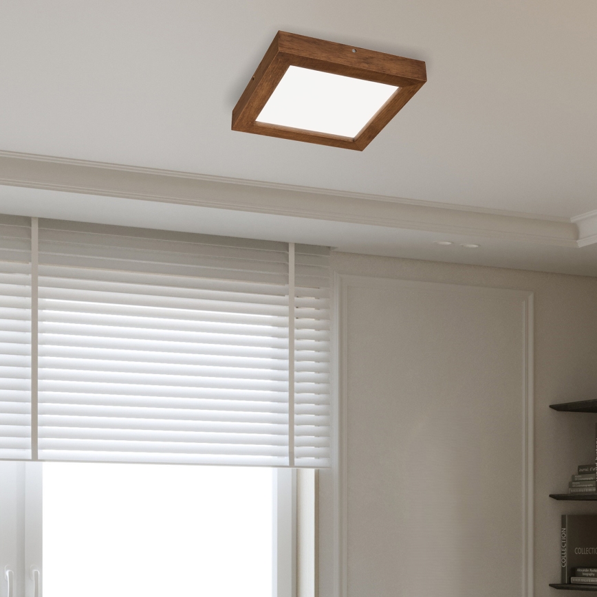 Brilagi - LED Aptumšojama vannas istabas griestu lampa WOODY FRAME LED/24W/230V ozols ķirsis 30x30 cm 3000-6000K IP44 + tālvadības pults