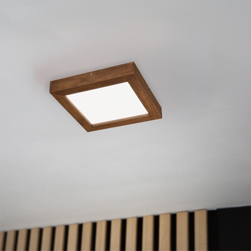Brilagi - LED Aptumšojama vannas istabas griestu lampa WOODY FRAME LED/24W/230V ozols ķirsis 30x30 cm 3000-6000K IP44 + tālvadības pults