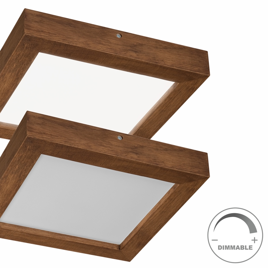 Brilagi - LED Aptumšojama vannas istabas griestu lampa WOODY FRAME LED/24W/230V ozols ķirsis 30x30 cm 3000-6000K IP44 + tālvadības pults