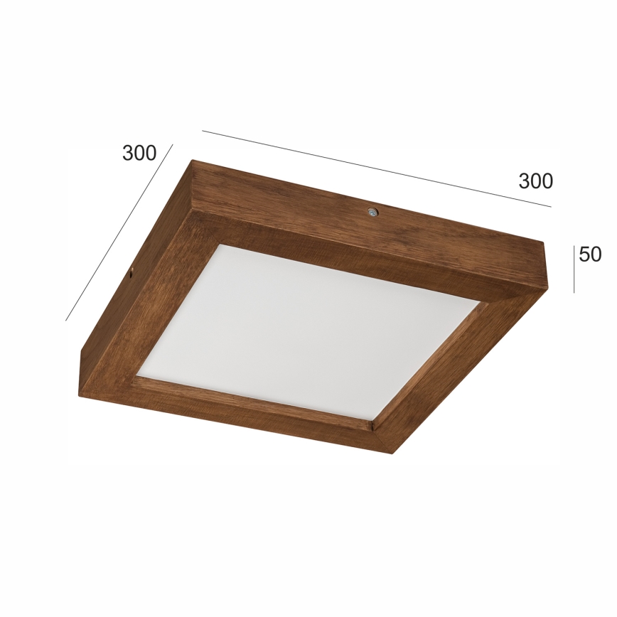 Brilagi - LED Aptumšojama vannas istabas griestu lampa WOODY FRAME LED/24W/230V ozols ķirsis 30x30 cm 3000-6000K IP44 + tālvadības pults