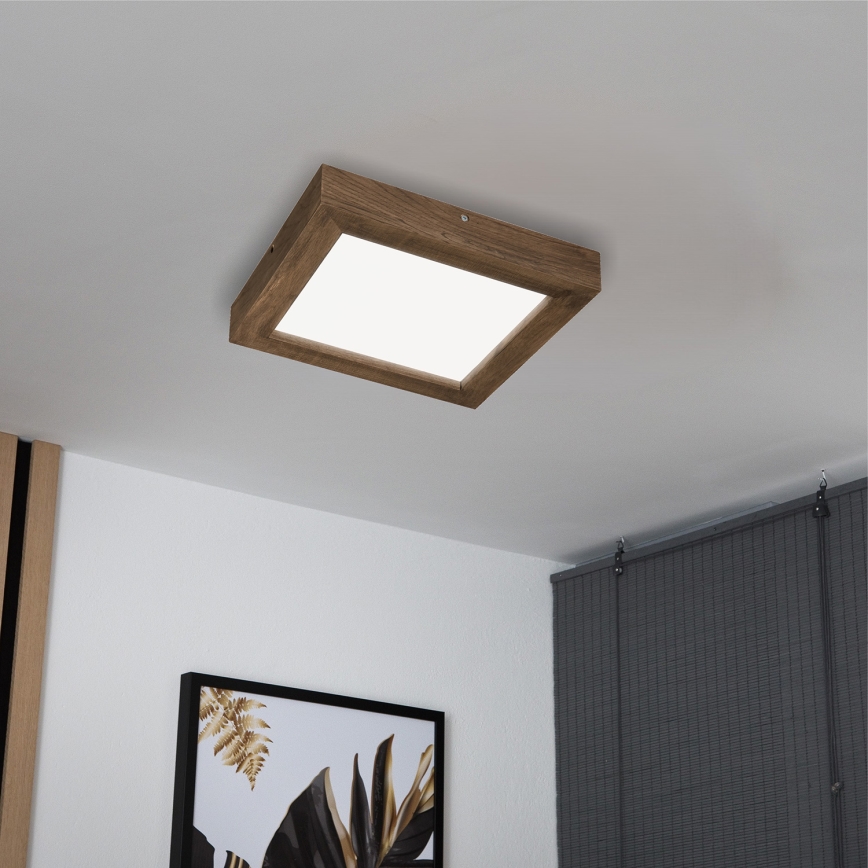 Brilagi - LED Aptumšojama vannas istabas griestu lampa WOODY FRAME LED/24W/230V ozols 30x30 cm 3000-6000K IP44 + tālvadības pults