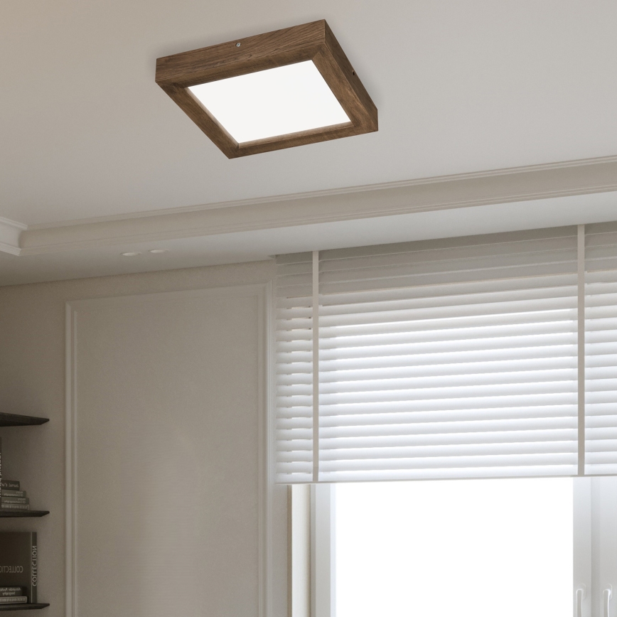 Brilagi - LED Aptumšojama vannas istabas griestu lampa WOODY FRAME LED/24W/230V ozols 30x30 cm 3000-6000K IP44 + tālvadības pults