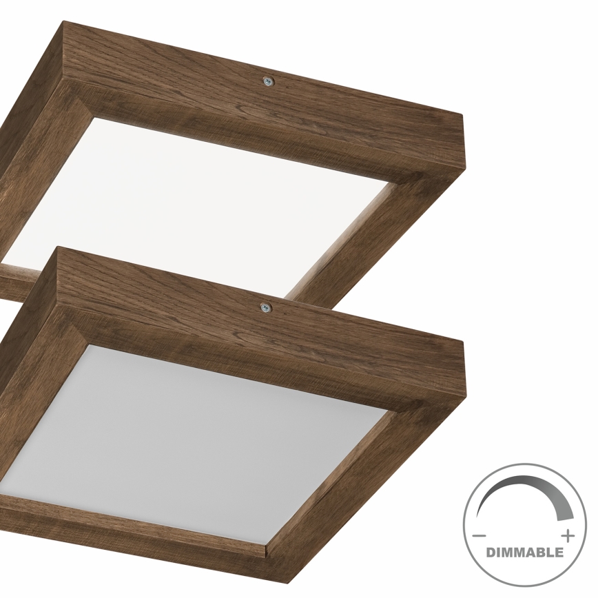 Brilagi - LED Aptumšojama vannas istabas griestu lampa WOODY FRAME LED/24W/230V ozols 30x30 cm 3000-6000K IP44 + tālvadības pults