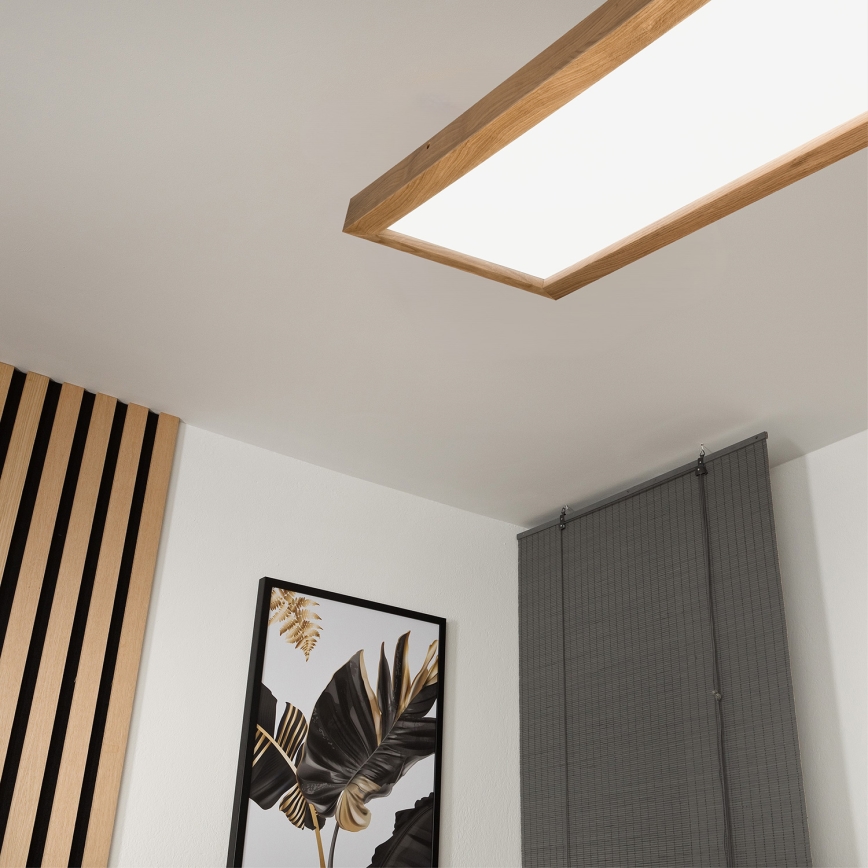 Brilagi - LED Aptumšojama vannas istabas griestu lampa WOODY FRAME LED/50W/230V ozols 120x30 cm 3000-6000K IP44 + tālvadības pults