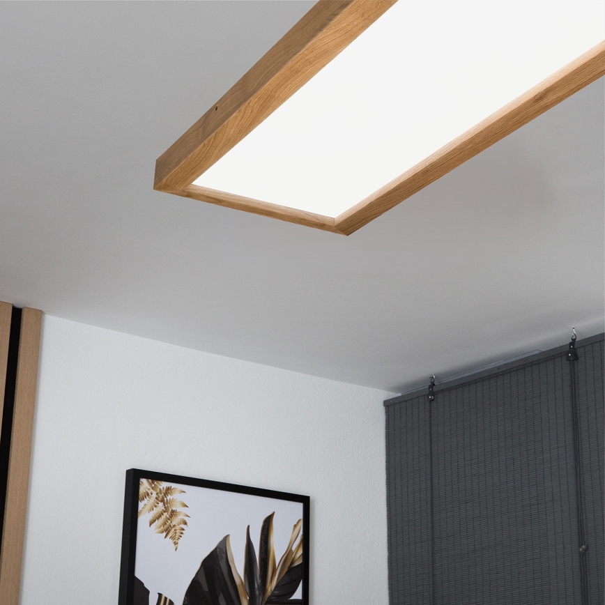 Brilagi - LED Aptumšojama vannas istabas griestu lampa WOODY FRAME LED/50W/230V ozols 120x30 cm 3000-6000K IP44 + tālvadības pults