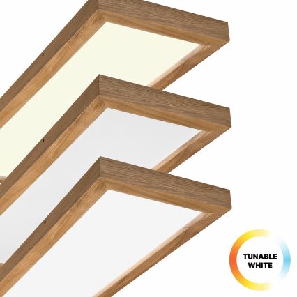 Brilagi - LED Aptumšojama vannas istabas griestu lampa WOODY FRAME LED/50W/230V ozols 120x30 cm 3000-6000K IP44 + tālvadības pults