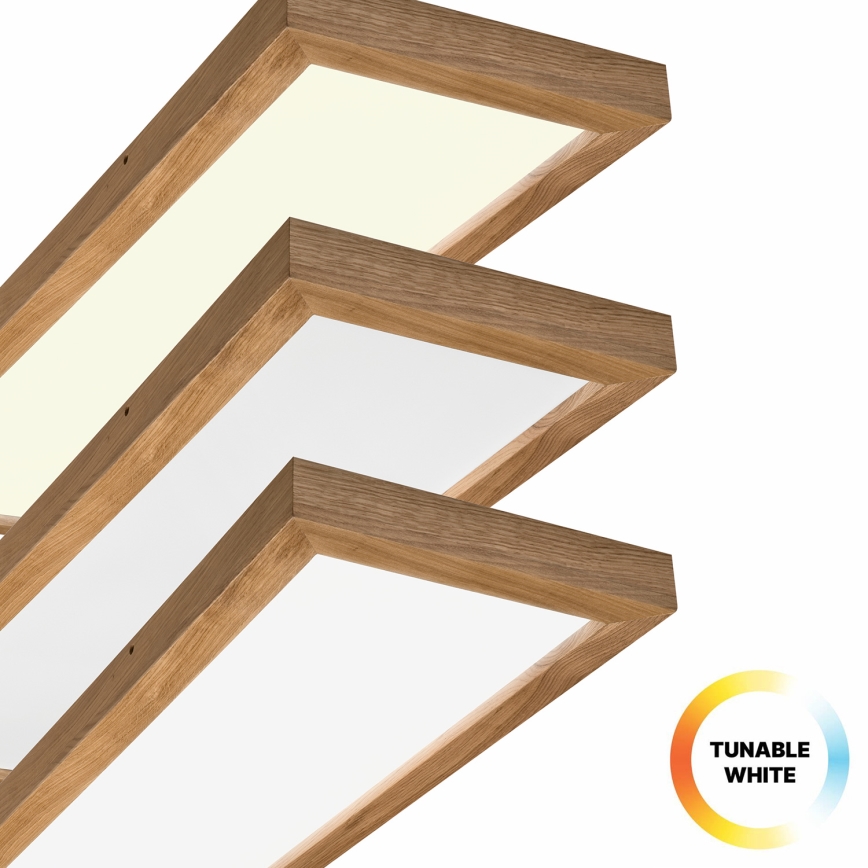 Brilagi - LED Aptumšojama vannas istabas griestu lampa WOODY FRAME LED/50W/230V ozols 120x30 cm 3000-6000K IP44 + tālvadības pults