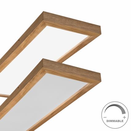 Brilagi - LED Aptumšojama vannas istabas griestu lampa WOODY FRAME LED/50W/230V ozols 120x30 cm 3000-6000K IP44 + tālvadības pults