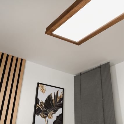 Brilagi - LED Aptumšojama vannas istabas griestu lampa WOODY FRAME LED/50W/230V ozols ķirsis 120x30 cm 3000-6000K IP44 + tālvadības pults