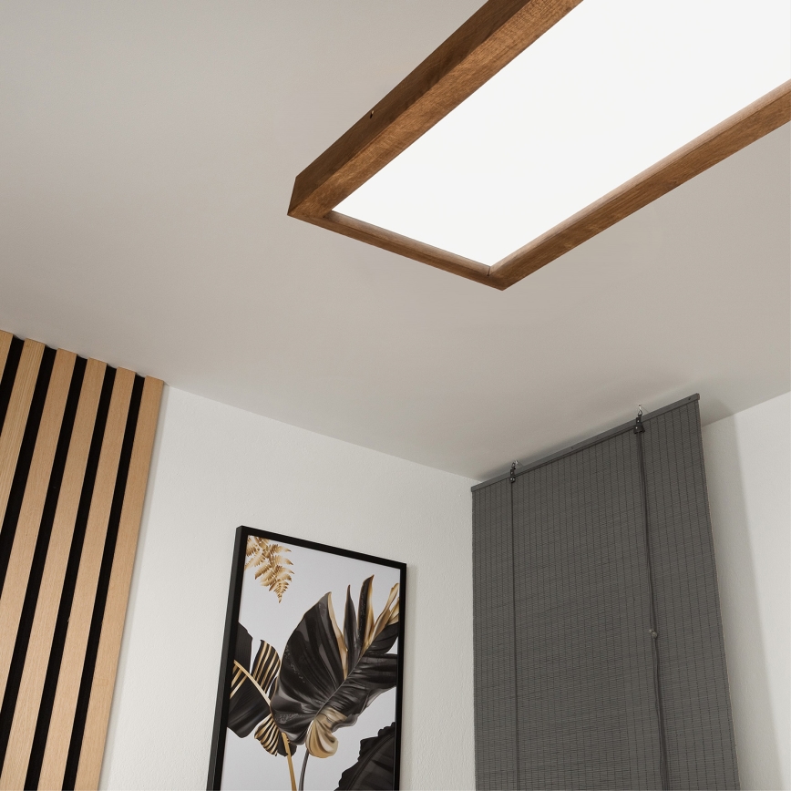 Brilagi - LED Aptumšojama vannas istabas griestu lampa WOODY FRAME LED/50W/230V ozols ķirsis 120x30 cm 3000-6000K IP44 + tālvadības pults