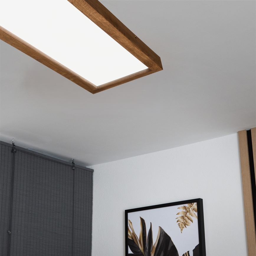 Brilagi - LED Aptumšojama vannas istabas griestu lampa WOODY FRAME LED/50W/230V ozols ķirsis 120x30 cm 3000-6000K IP44 + tālvadības pults