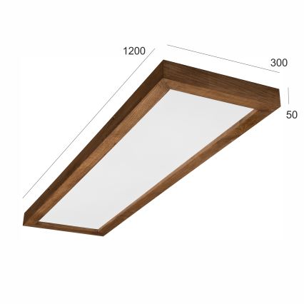 Brilagi - LED Aptumšojama vannas istabas griestu lampa WOODY FRAME LED/50W/230V ozols ķirsis 120x30 cm 3000-6000K IP44 + tālvadības pults