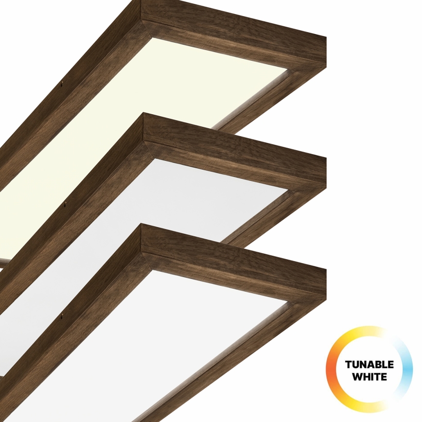 Brilagi - LED Aptumšojama vannas istabas griestu lampa WOODY FRAME LED/50W/230V ozols 120x30 cm 3000-6000K IP44 + tālvadības pults