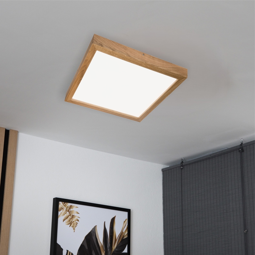 Brilagi - LED Aptumšojama vannas istabas griestu lampa WOODY FRAME LED/50W/230V ozols 60x60 cm 3000-6000K IP44 + tālvadības pults