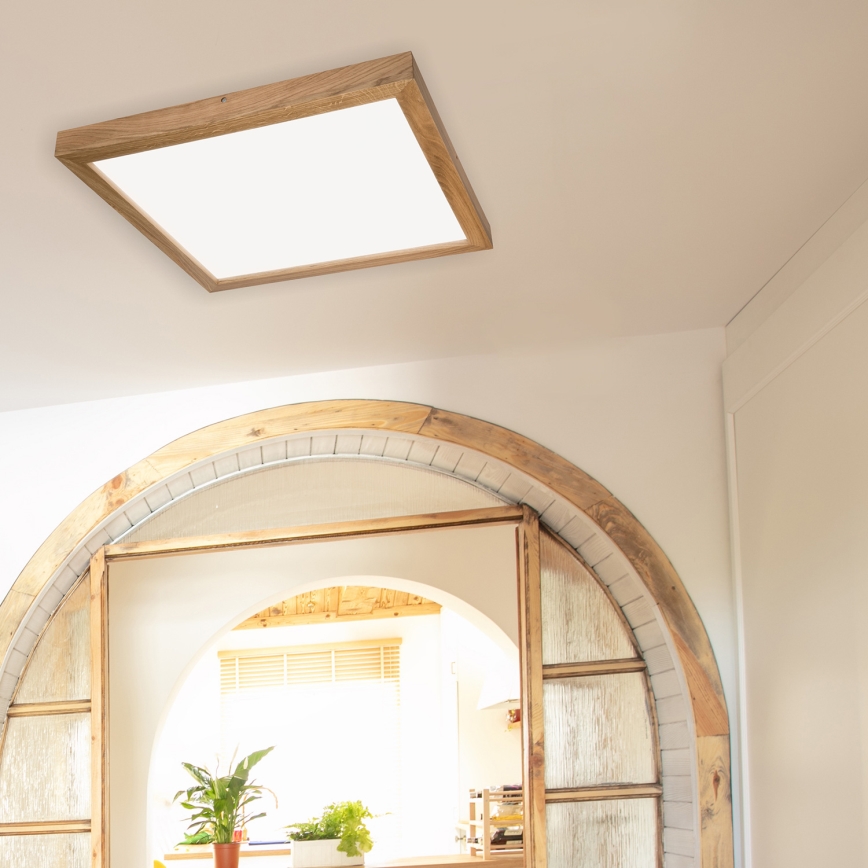 Brilagi - LED Aptumšojama vannas istabas griestu lampa WOODY FRAME LED/50W/230V ozols 60x60 cm 3000-6000K IP44 + tālvadības pults