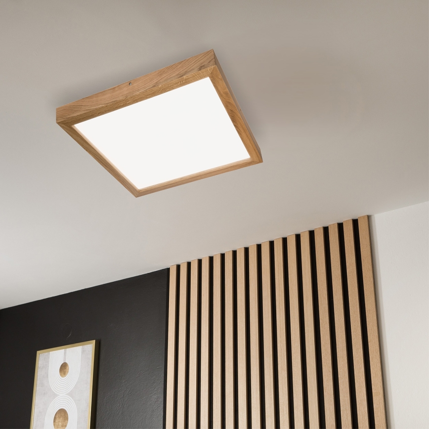 Brilagi - LED Aptumšojama vannas istabas griestu lampa WOODY FRAME LED/50W/230V ozols 60x60 cm 3000-6000K IP44 + tālvadības pults