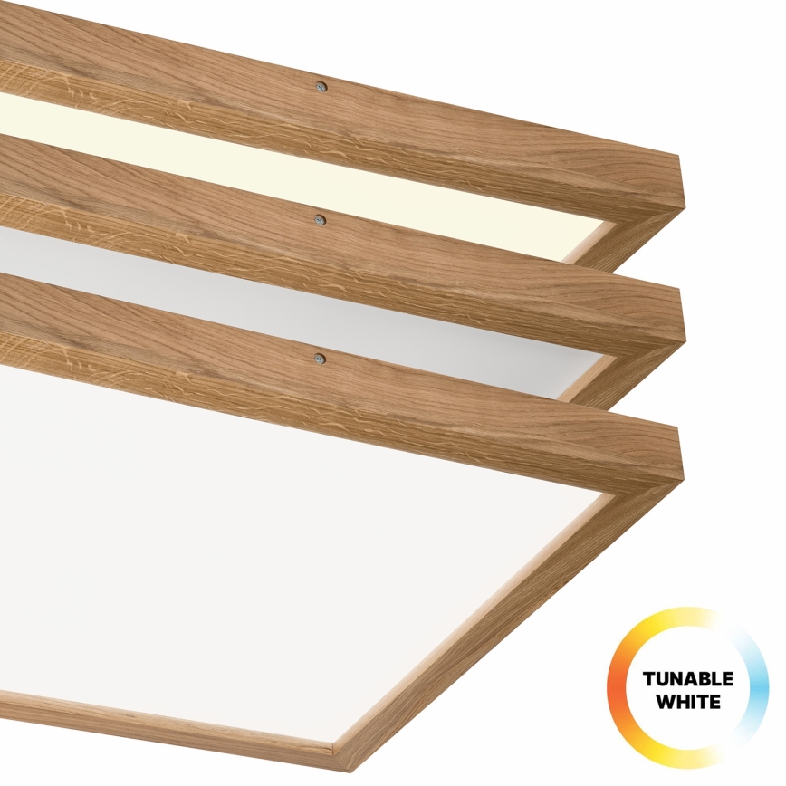 Brilagi - LED Aptumšojama vannas istabas griestu lampa WOODY FRAME LED/50W/230V ozols 60x60 cm 3000-6000K IP44 + tālvadības pults