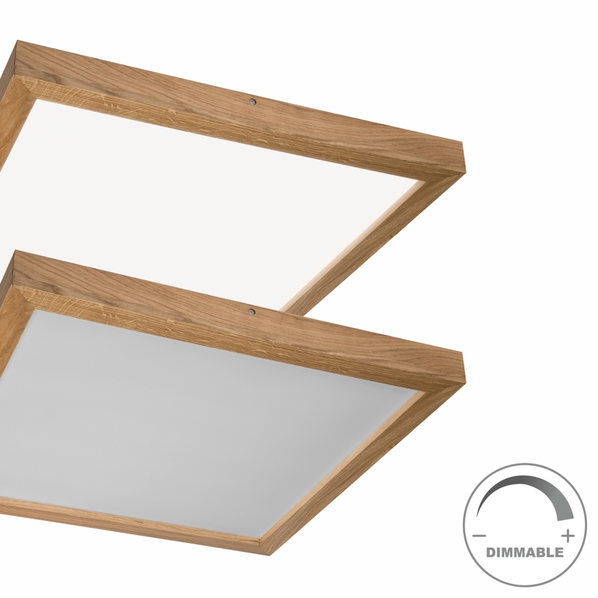 Brilagi - LED Aptumšojama vannas istabas griestu lampa WOODY FRAME LED/50W/230V ozols 60x60 cm 3000-6000K IP44 + tālvadības pults