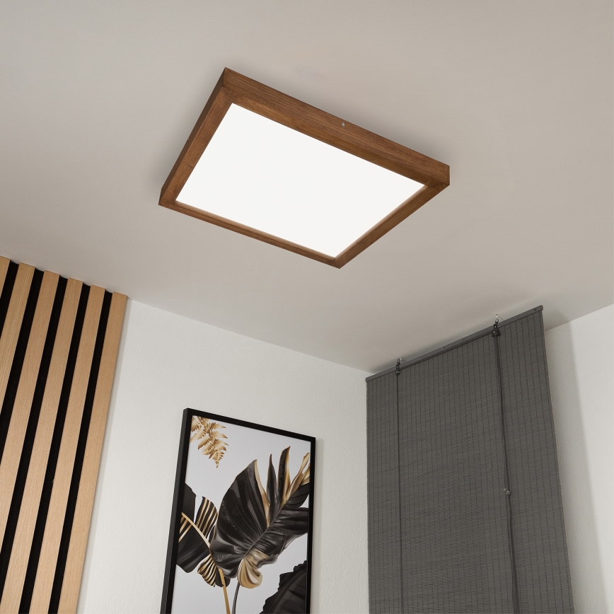 Brilagi - LED Aptumšojama vannas istabas griestu lampa WOODY FRAME LED/50W/230V ozols ķirsis 60x60 cm 3000-6000K IP44 + tālvadības pults