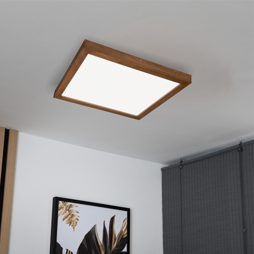Brilagi - LED Aptumšojama vannas istabas griestu lampa WOODY FRAME LED/50W/230V ozols ķirsis 60x60 cm 3000-6000K IP44 + tālvadības pults