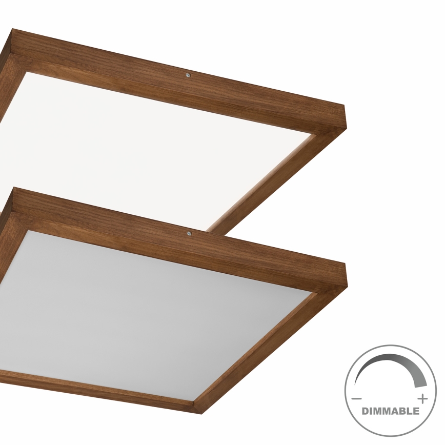Brilagi - LED Aptumšojama vannas istabas griestu lampa WOODY FRAME LED/50W/230V ozols ķirsis 60x60 cm 3000-6000K IP44 + tālvadības pults