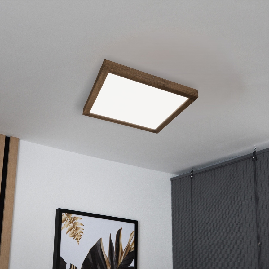 Brilagi - LED Aptumšojama vannas istabas griestu lampa WOODY FRAME LED/50W/230V ozols 60x60 cm 3000-6000K IP44 + tālvadības pults