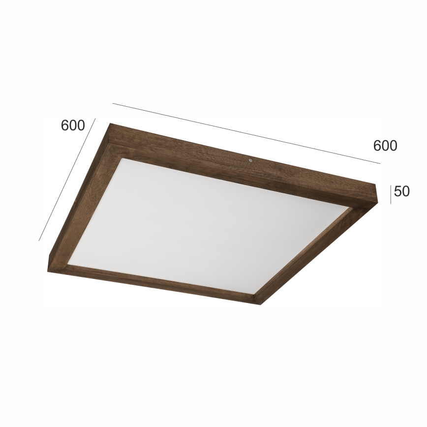 Brilagi - LED Aptumšojama vannas istabas griestu lampa WOODY FRAME LED/50W/230V ozols 60x60 cm 3000-6000K IP44 + tālvadības pults