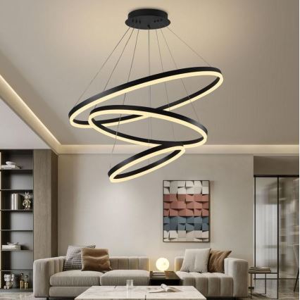 Brilagi - LED Aptumšojama lustra ar auklu CIRCLE LED/125W/230V 3000-6500K melna + tālvadības pults