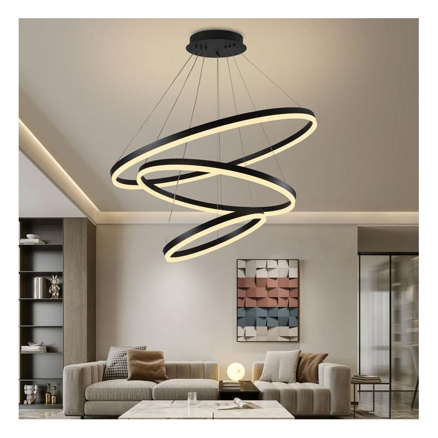 Brilagi - LED Aptumšojama lustra ar auklu CIRCLE LED/125W/230V 3000-6500K melna + tālvadības pults