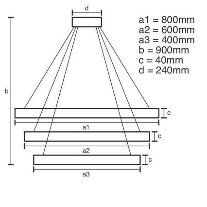 Brilagi - LED Aptumšojama lustra ar auklu CIRCLE LED/125W/230V 3000-6500K melna + tālvadības pults