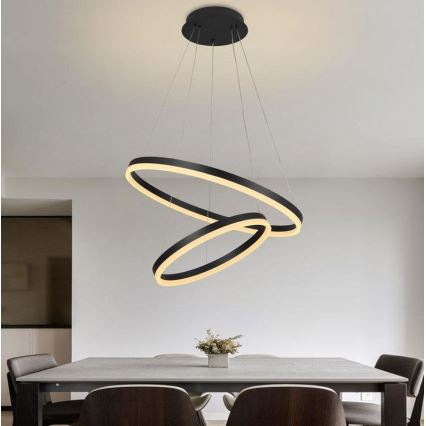 Brilagi - LED Aptumšojama lustra ar auklu CIRCLE LED/70W/230V 3000-6500K melna + tālvadības pults